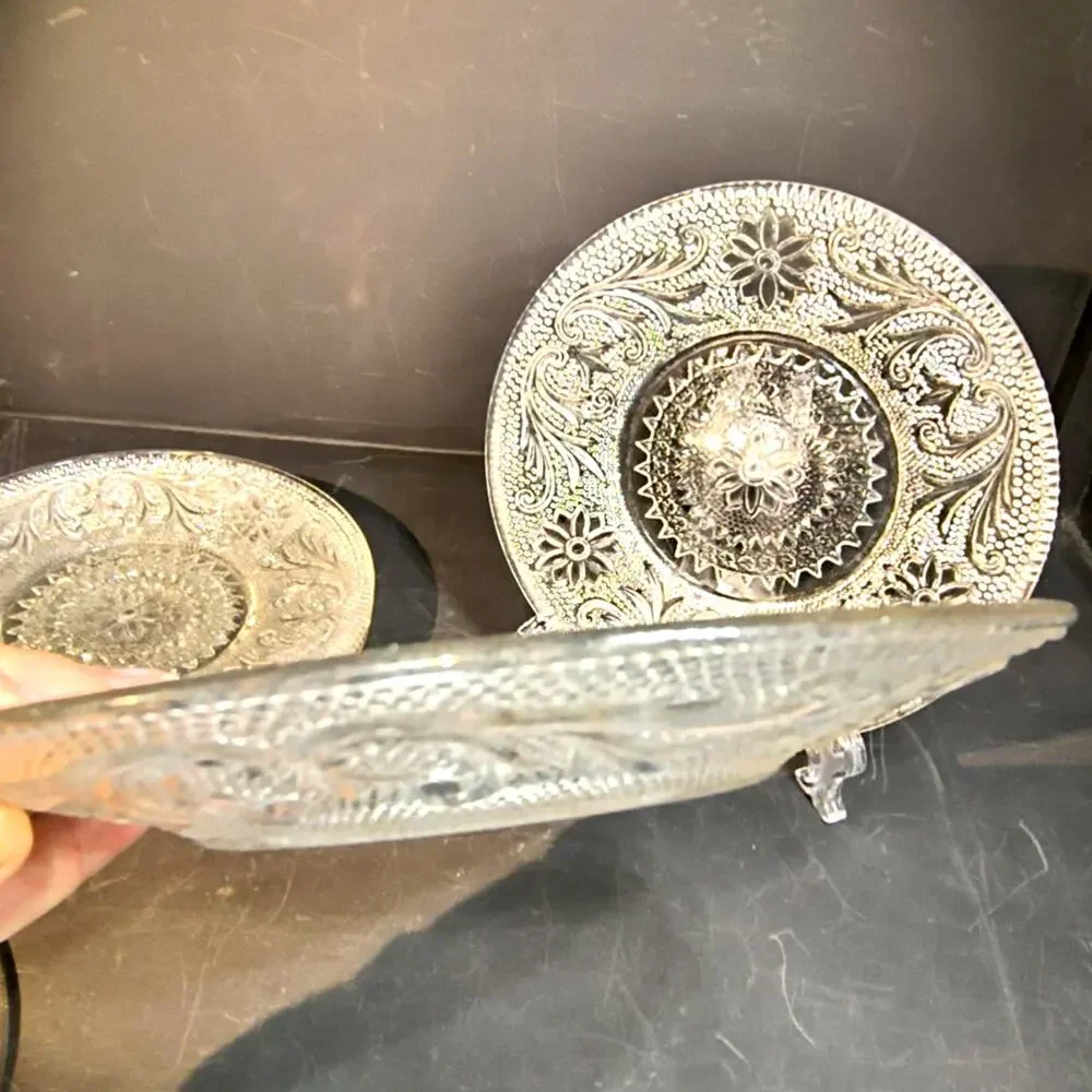 1661. Clear Glass Depression Era Dessert or Sherbet Plate